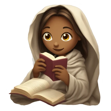 Girl reading a book under a blanket with coffee in her hands sticker