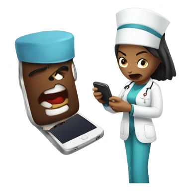 Angry person on phone talking to nice nurse  sticker