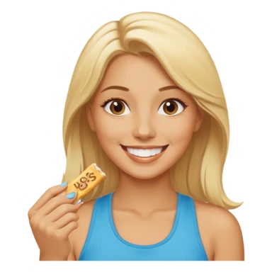 lady eating protein bar sticker