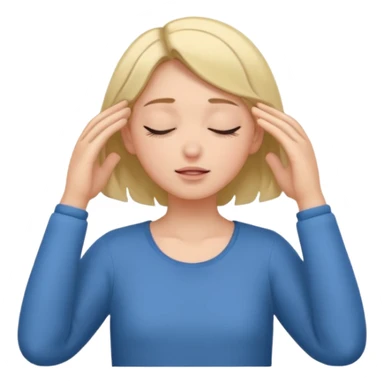 Girl tucks hair behind the ear with eyes closed nothing in hand sticker