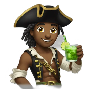 young pirate drinking mojito sticker
