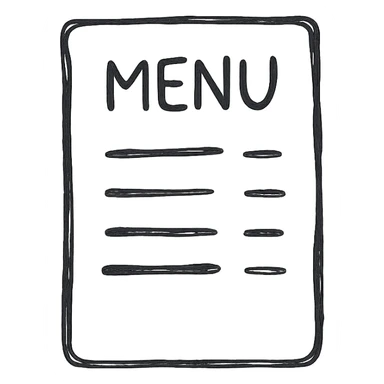 Mene as a hand-drawn outlined icon, sketchy lines, no fill, playful and approachable sticker