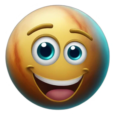 planet Venus with a cartoon unequaled face with big playful eyes sticker