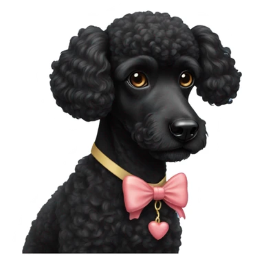 Black poodle with bow sticker