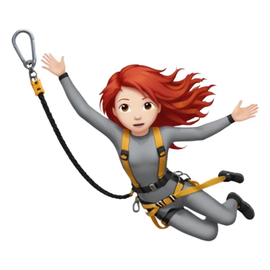 bungee jumping face only with hair flying red long hair sticker