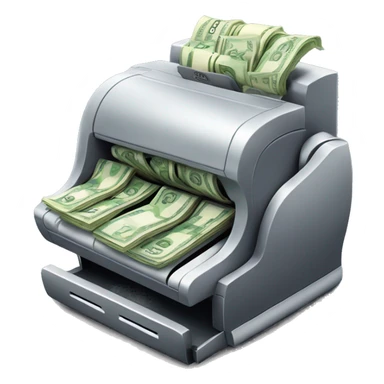 An emoji of a cash register overflowing with money, symbolizing growing profits. sticker