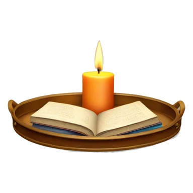 vintage tray with books and candle sticker