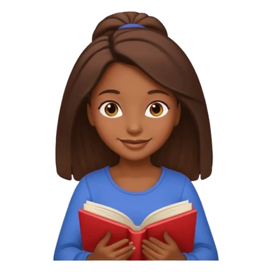 Pretty black girl with brown eyes and brown hair reading a romantic book sticker