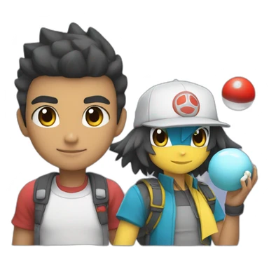 Pokemon trainer with a poke ball and noctali sticker