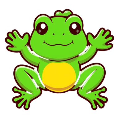 toxic laboratory frog with mechanical limbs sticker