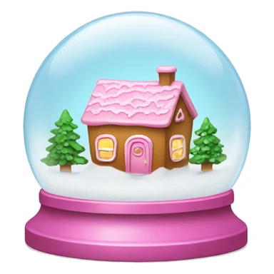 A snow globe with a pink gingerbread house inside sticker