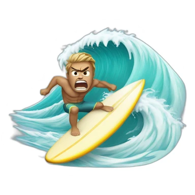 angry surfer on a surfboard sticker