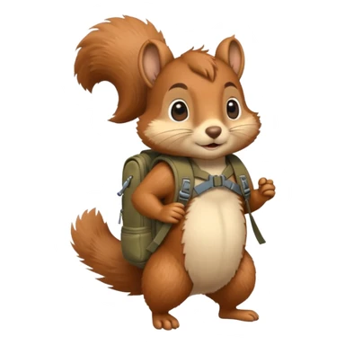 a squirrel walking with a backpack
 sticker