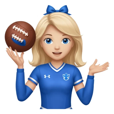 football cheerleader, holding a cheering ball, blue sticker