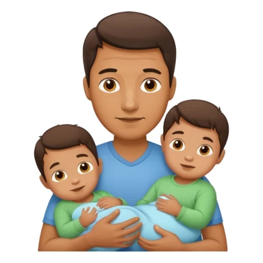 man with three babies sticker