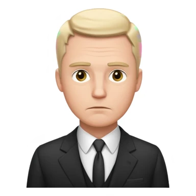 white man in formal suit in thought, in thought, one raised eyebrow sticker