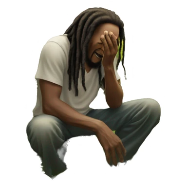 Bob marley on his knees praying in a field with diddy while looking up at the sun sticker