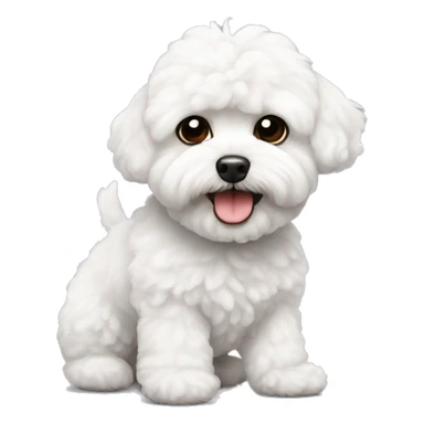 White maltipoo with black ear fur sticker