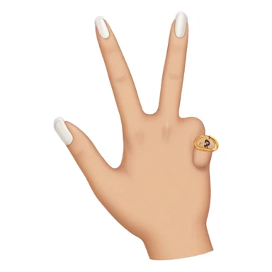 Middle finger with french tip and a ring sticker