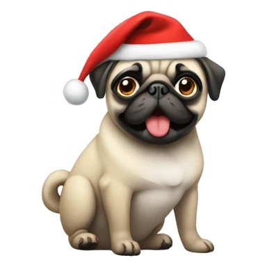 Pug wearing a Christmas hat sticker