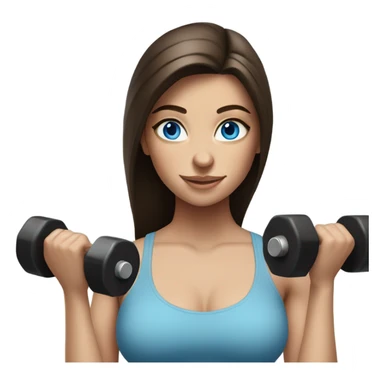 Realistic brunette girl with bright blue eyes lifting weights sticker