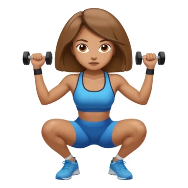 Beautiful woman with light brown shoulder length hair popping a squat without any weights sticker