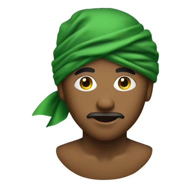 a person with a green bandana on his face sticker