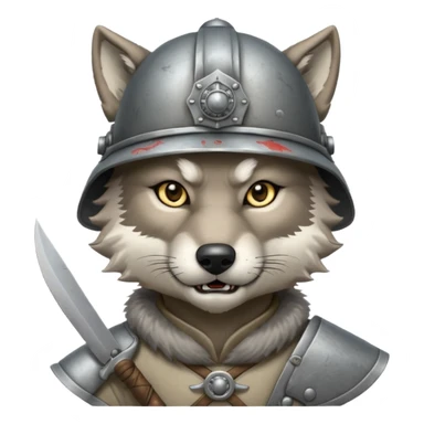 wolf face, mogolian ancient with small knife and steel helmet sticker
