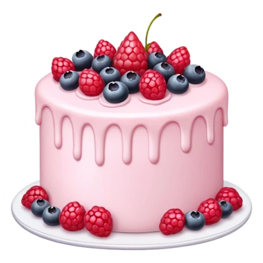Cake with pale pink and milk cream and berries sticker