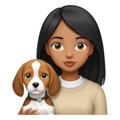 a black girl with long straight hair and a beagle puppy sticker