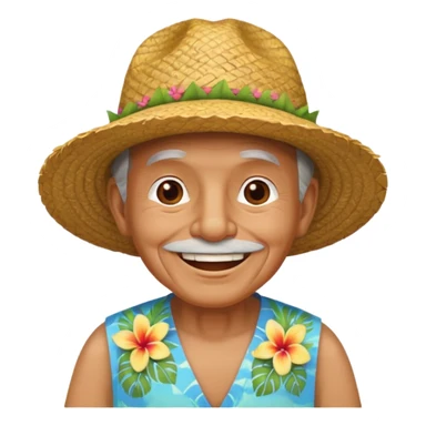 hawaiian old man with hat sticker