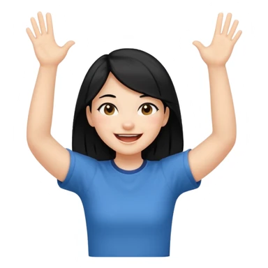 girl with black hair in short sleeves cheering yay sticker