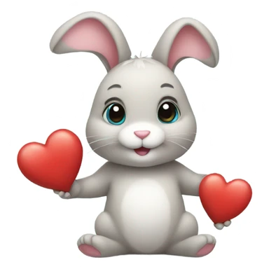 bunny with heart sticker
