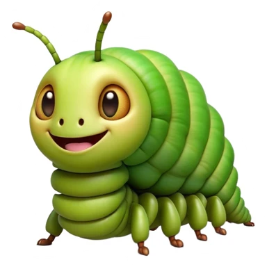 Cinematic Realistic Comical Caterpillar Portrait Emoji, Head tilted dramatically with an exaggeratedly amused expression, featuring a strikingly detailed segmented body in vibrant green with bold natural banding and wide, expressive eyes full of playful disbelief, rendered with lifelike texture and vivid natural colors, high shine, dramatic yet playful, styled with an air of cheeky garden mischief, soft glowing outline, capturing the essence of a spirited and over‐the‐top caterpillar that looks ready to wiggle its way into viral fame! sticker