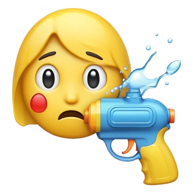 sad emoji with water gun pointing directly at its own head sticker