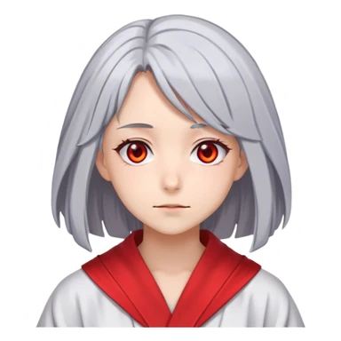 Anime girl with gray hair, red eyes and psychiatric robe sticker