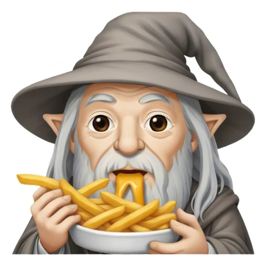 Gandalf eating fries sticker