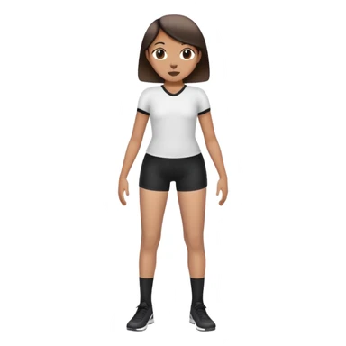 person standing with legs apart, wearing three-point shorts and black pantyhose sticker