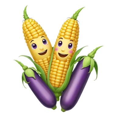 Happy corn with white paint and eggplant  sticker