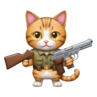 Cat with a gun sticker