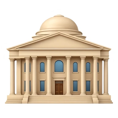Minimal 3D emoji style government ministry building, classical architecture with columns and triangular roof, official state institution, neutral beige stone, clean shading, financial institution icon, isolated on transparent background, professional, no flags, no text sticker