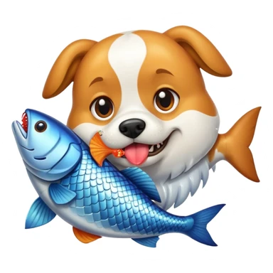 Dog eat fish sticker