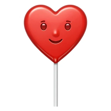 red heart-shaped lollipop on a stick sticker