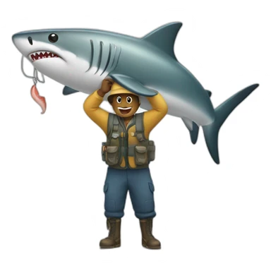 fishermen catching a shark sticker