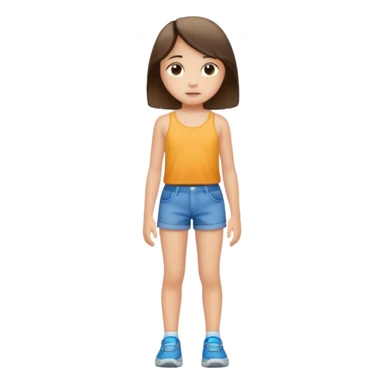 Child 8 year old girl standing  only shorts no shirt sticker
