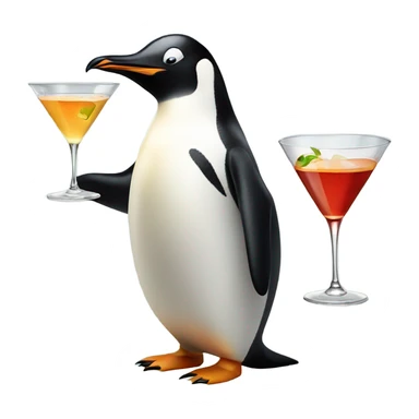 Penguin holding a martini sticker