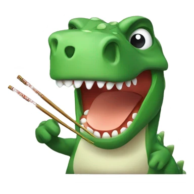 Dinosaur using chopsticks to eat sushi  sticker