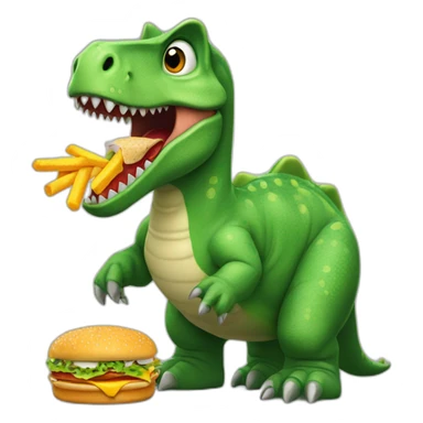 Kasimir the dinosaur eat a mc donald sticker