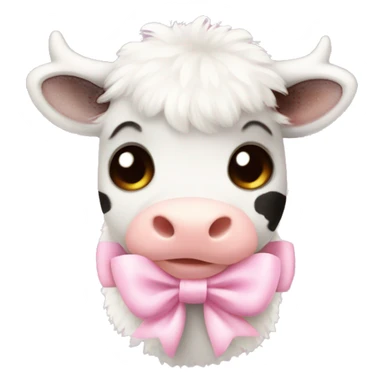 Fuzzy baby cow with light pink bow sticker