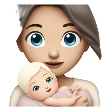 mom holding newborn baby girl with blue eyes and white skin baby dark hair white skin newborn little baby girl pink sticker